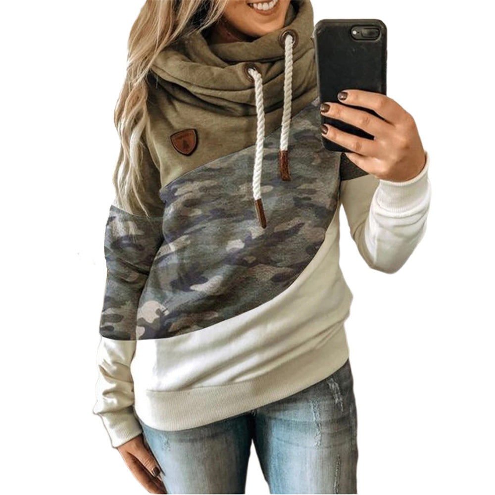 Graceful Women's Stitching Hooded Fleece Loose Sweaters