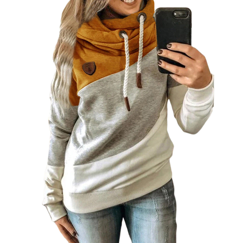 Graceful Women's Stitching Hooded Fleece Loose Sweaters