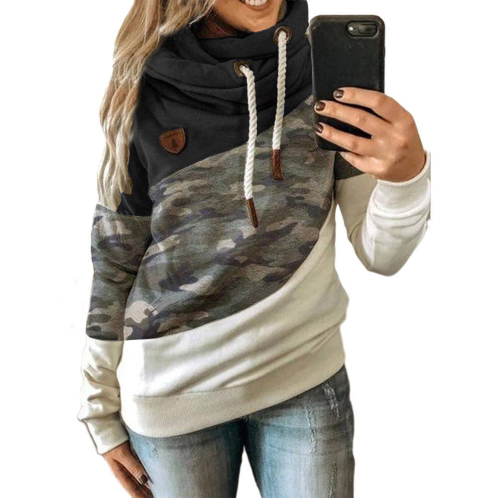 Graceful Women's Stitching Hooded Fleece Loose Sweaters