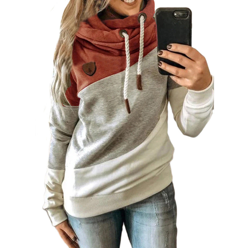 Graceful Women's Stitching Hooded Fleece Loose Sweaters