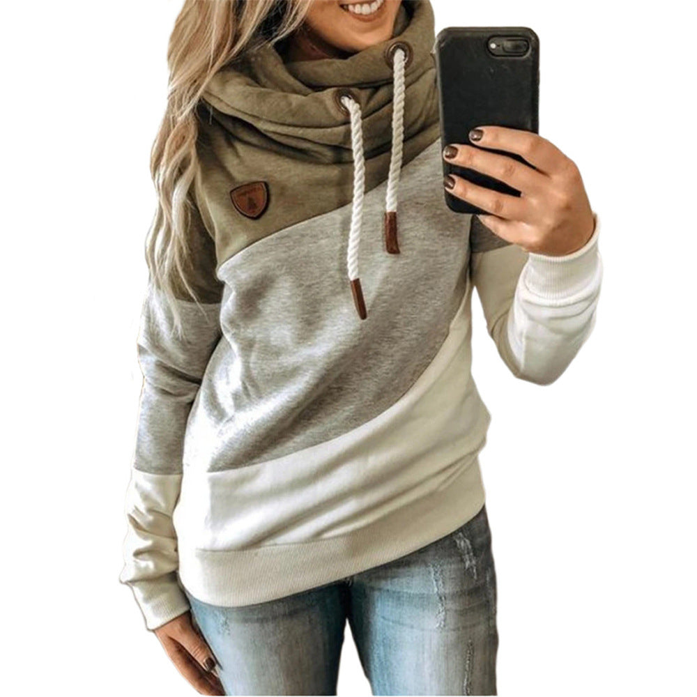 Graceful Women's Stitching Hooded Fleece Loose Sweaters