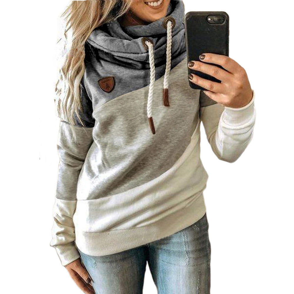 Graceful Women's Stitching Hooded Fleece Loose Sweaters