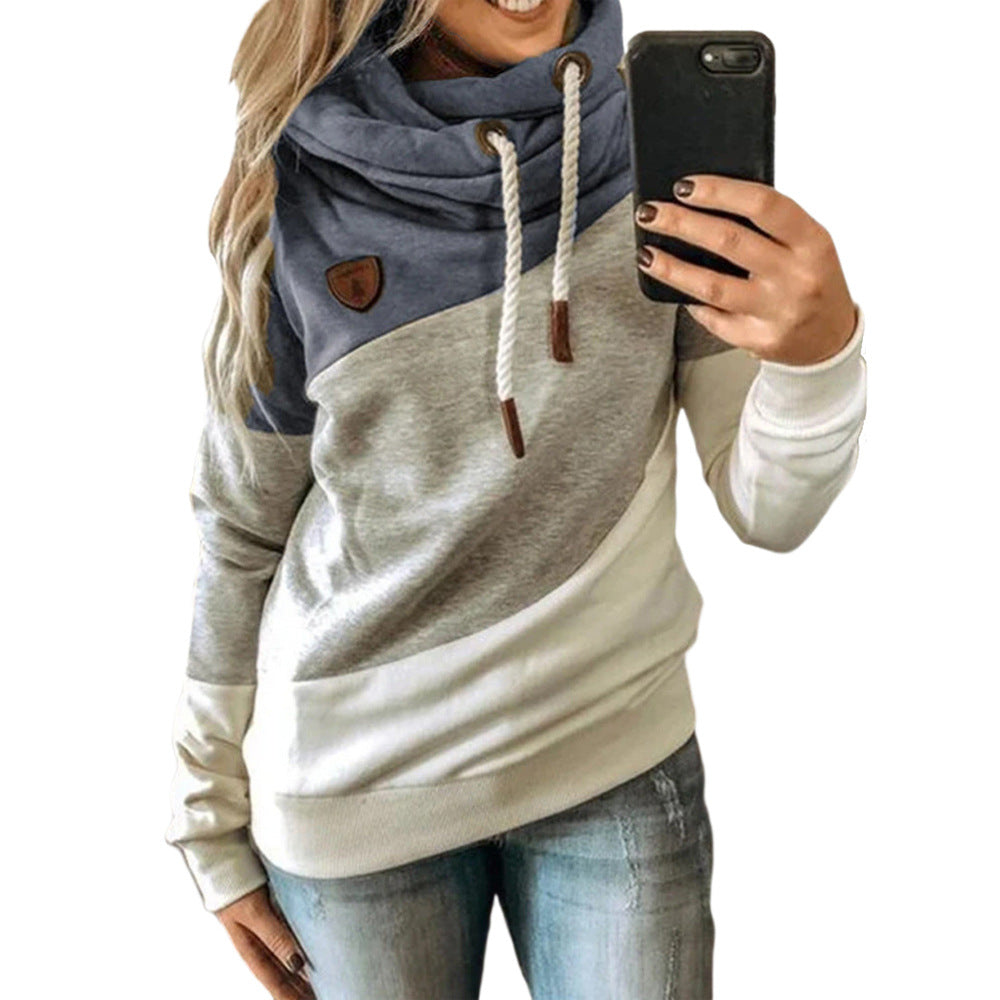 Graceful Women's Stitching Hooded Fleece Loose Sweaters