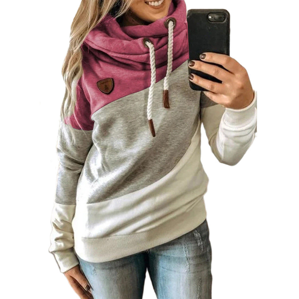 Graceful Women's Stitching Hooded Fleece Loose Sweaters