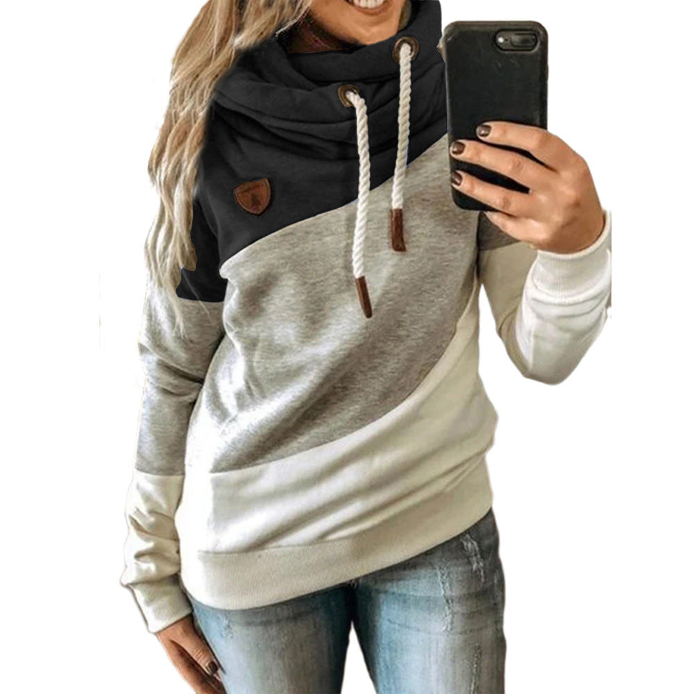 Graceful Women's Stitching Hooded Fleece Loose Sweaters