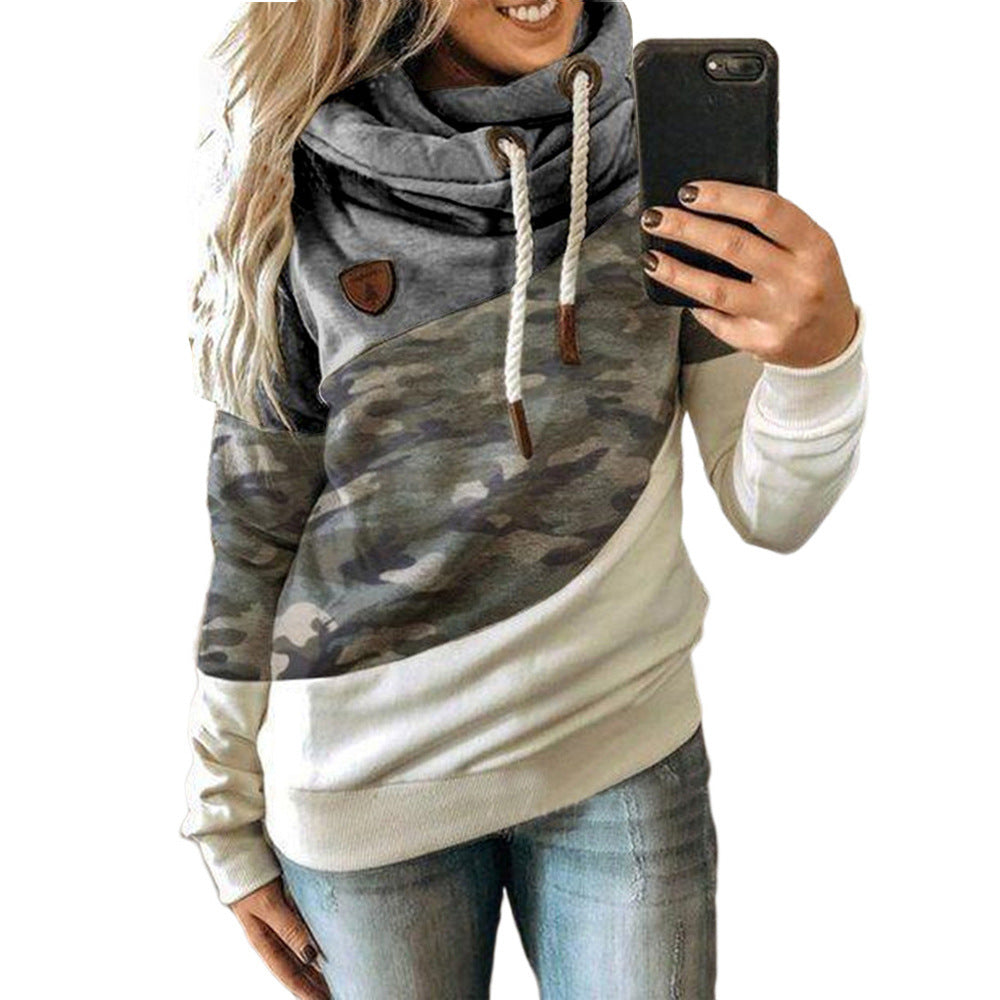 Graceful Women's Stitching Hooded Fleece Loose Sweaters