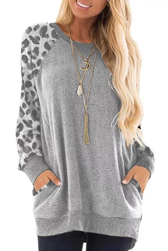 Women's Color Pocket Long Sleeve Pullover Casual Sweaters