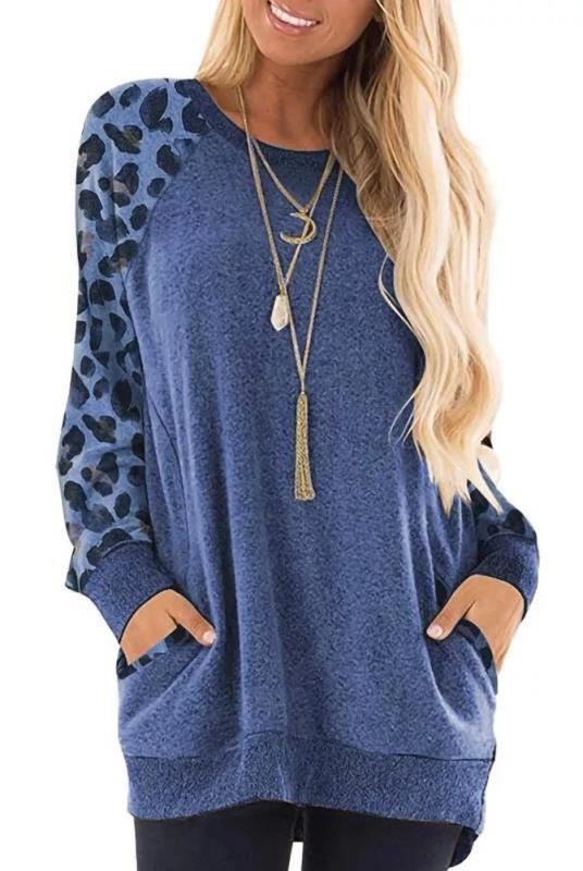 Women's Color Pocket Long Sleeve Pullover Casual Sweaters