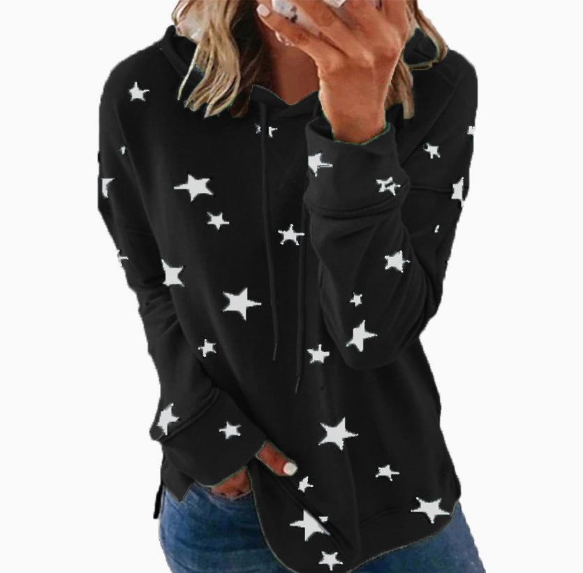 Women's Stylish Printed Large Loose Hooded Sweaters