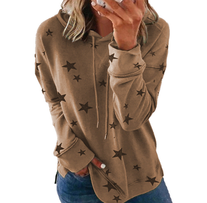 Women's Stylish Printed Large Loose Hooded Sweaters