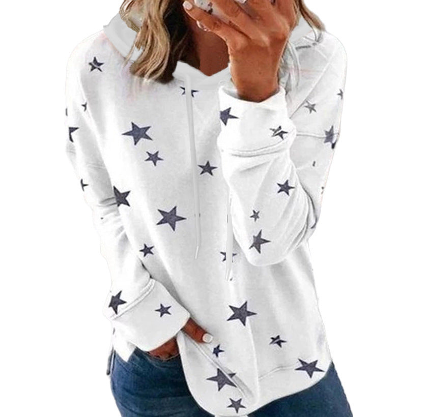 Women's Stylish Printed Large Loose Hooded Sweaters