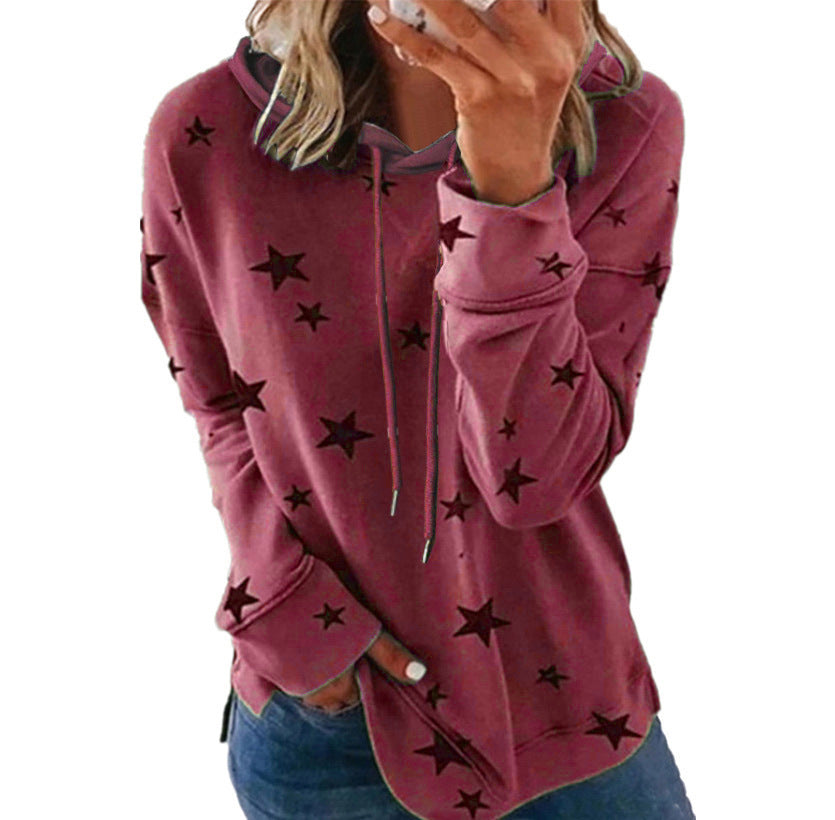 Women's Stylish Printed Large Loose Hooded Sweaters