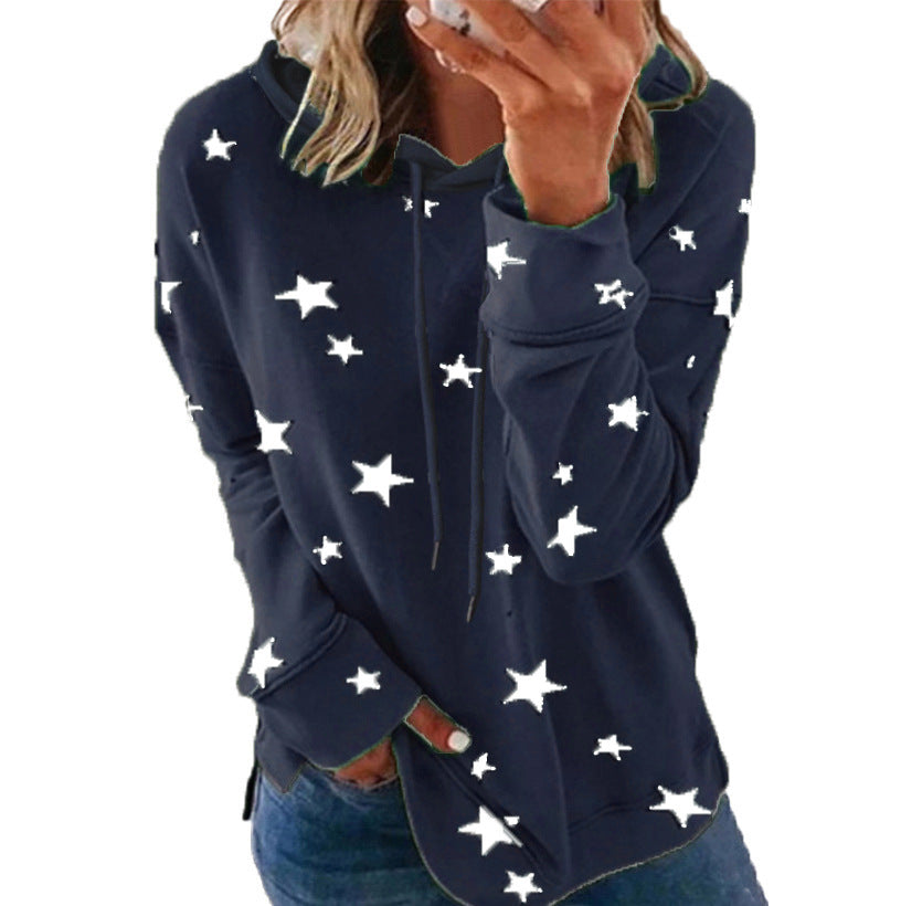 Women's Stylish Printed Large Loose Hooded Sweaters