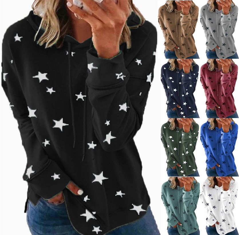 Women's Stylish Printed Large Loose Hooded Sweaters