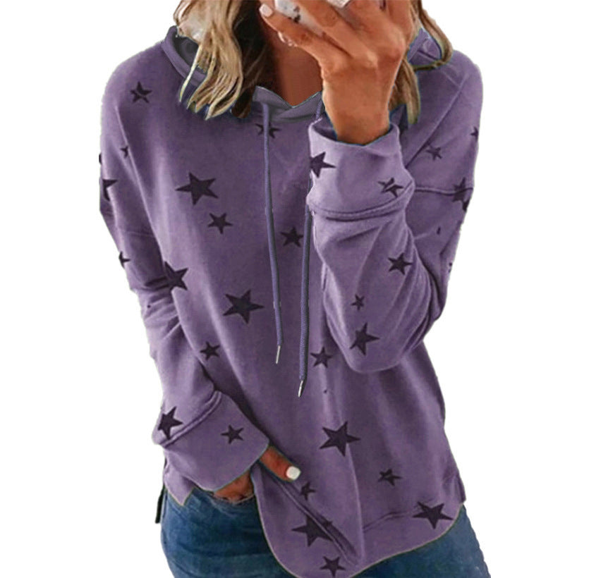 Women's Stylish Printed Large Loose Hooded Sweaters