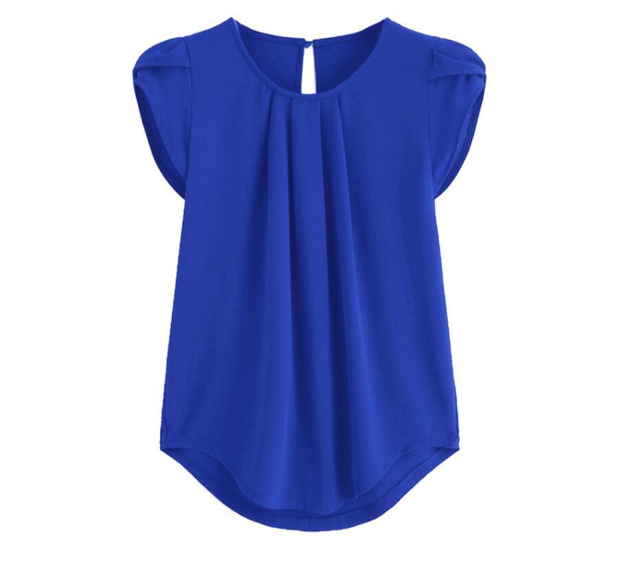 Stylish Solid Color Sleeve Crew Neck Blouses