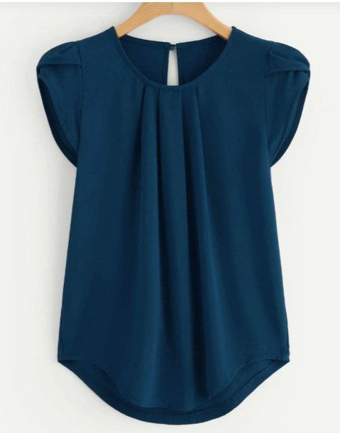 Stylish Solid Color Sleeve Crew Neck Blouses