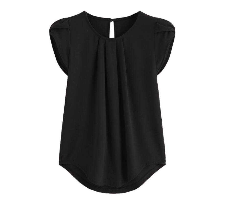 Stylish Solid Color Sleeve Crew Neck Blouses