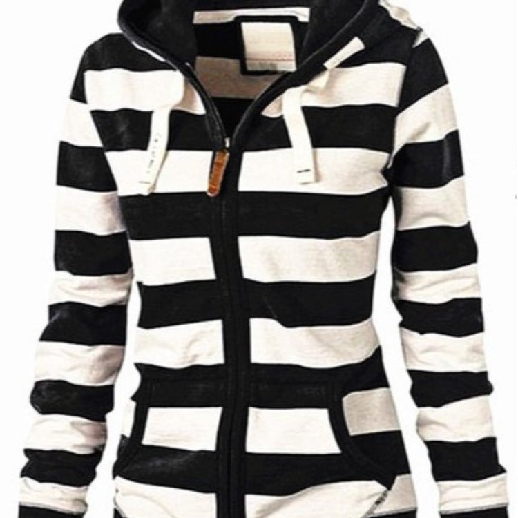 Women's Comfortable Hooded Long Sleeve Striped Sweaters