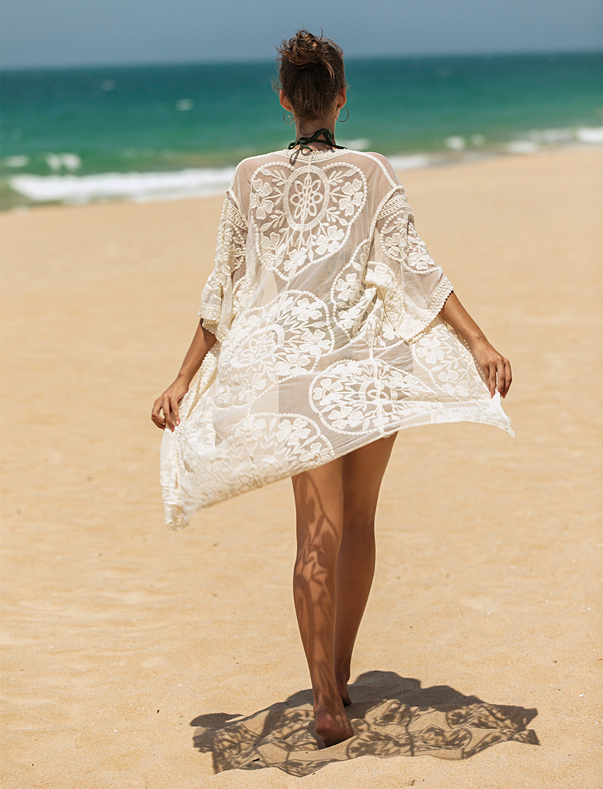 Women's Lace Fabric Bikini Cover-up Vacation Style Blouses