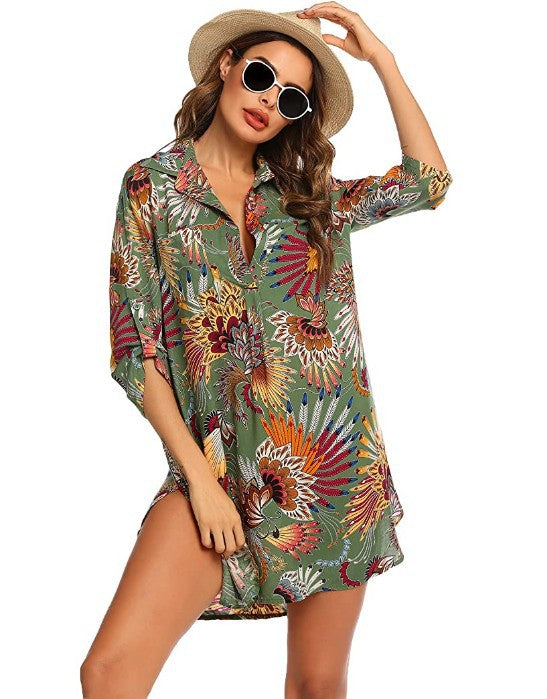 Damen Badeanzug Strand Cover Up Bikini Sonnenkleidung