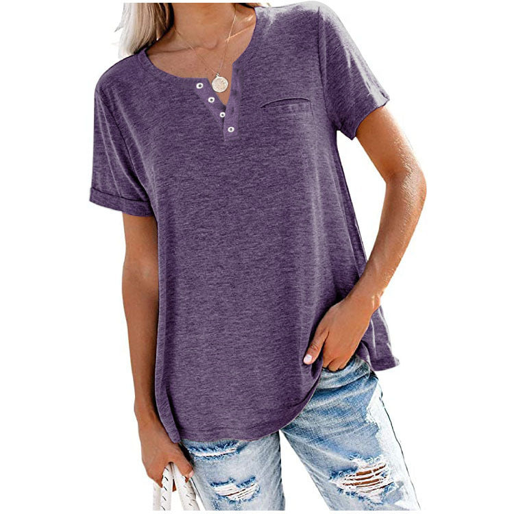 Women's Sleeve Pocket Loose T-shirt For Blouses