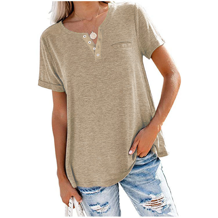 Women's Sleeve Pocket Loose T-shirt For Blouses