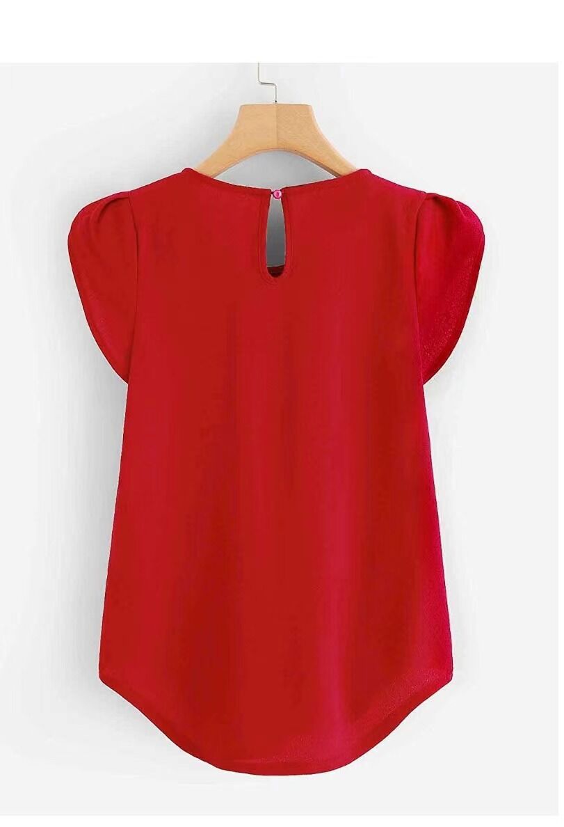 Stylish Solid Color Sleeve Crew Neck Blouses