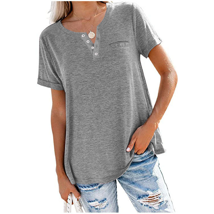 Women's Sleeve Pocket Loose T-shirt For Blouses