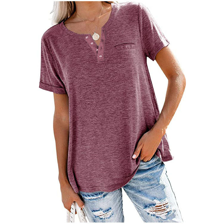 Women's Sleeve Pocket Loose T-shirt For Blouses