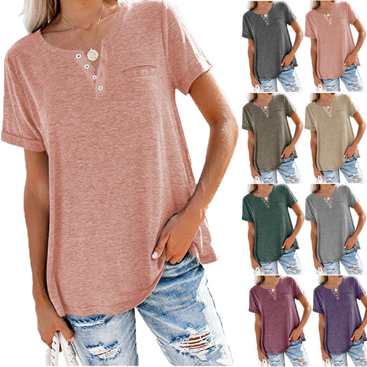 Women's Sleeve Pocket Loose T-shirt For Blouses