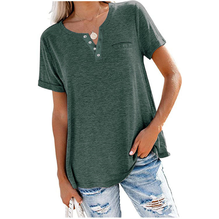 Women's Sleeve Pocket Loose T-shirt For Blouses