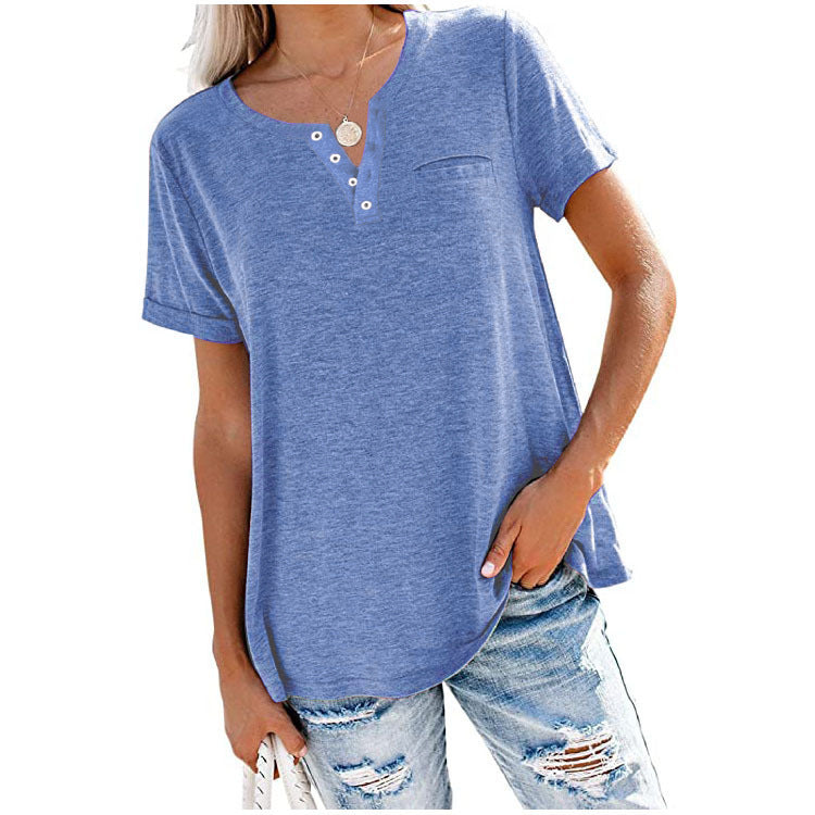 Women's Sleeve Pocket Loose T-shirt For Blouses