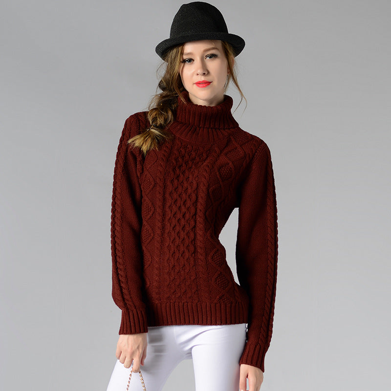 Classic Women's Turtleneck Long Sleeve Shirt Knitwear