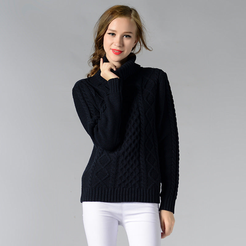 Classic Women's Turtleneck Long Sleeve Shirt Knitwear