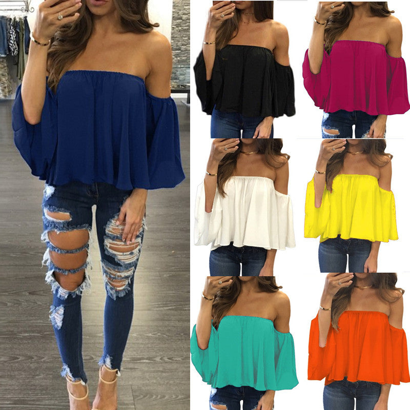 Attractive Women's Classy Popular Chiffon T-shirt Blouses