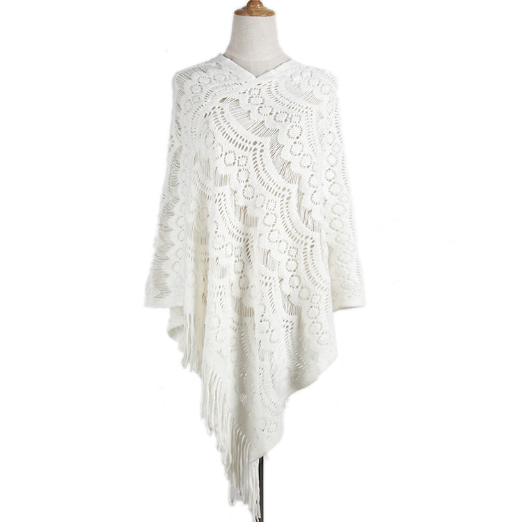 Women's Mid-length Crocheted Hollow-out Irregular Tassel Pullover Sweaters