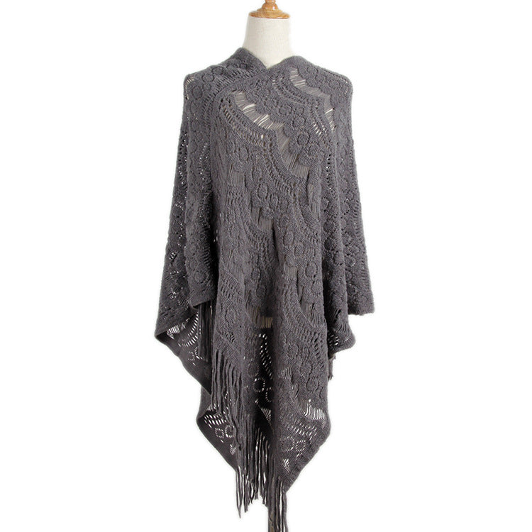 Women's Mid-length Crocheted Hollow-out Irregular Tassel Pullover Sweaters