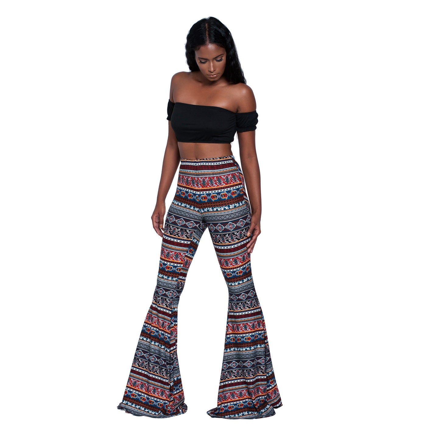 Damen Bootcut-Hose mit Musterprint von Effect Source