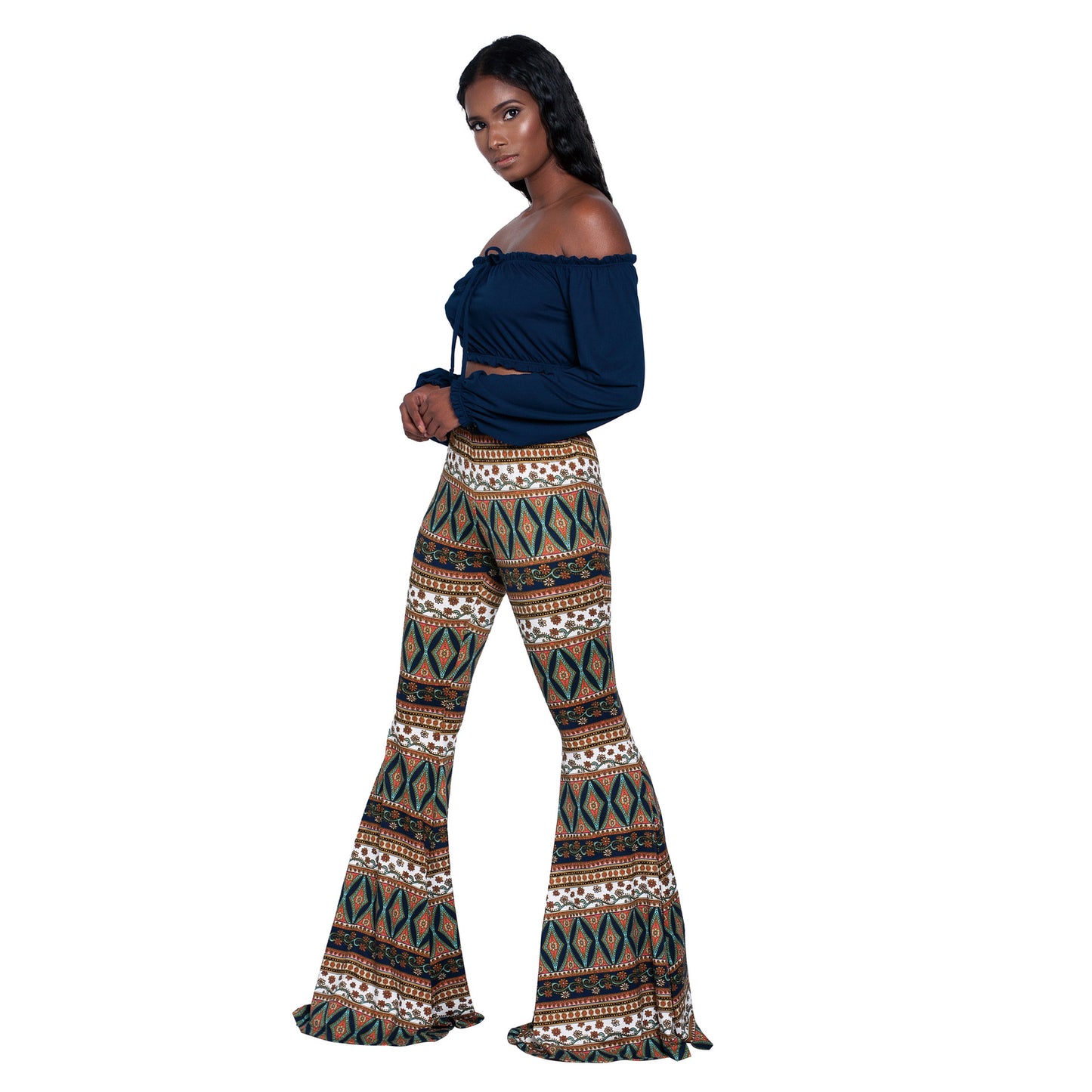 Damen Bootcut-Hose mit Musterprint von Effect Source