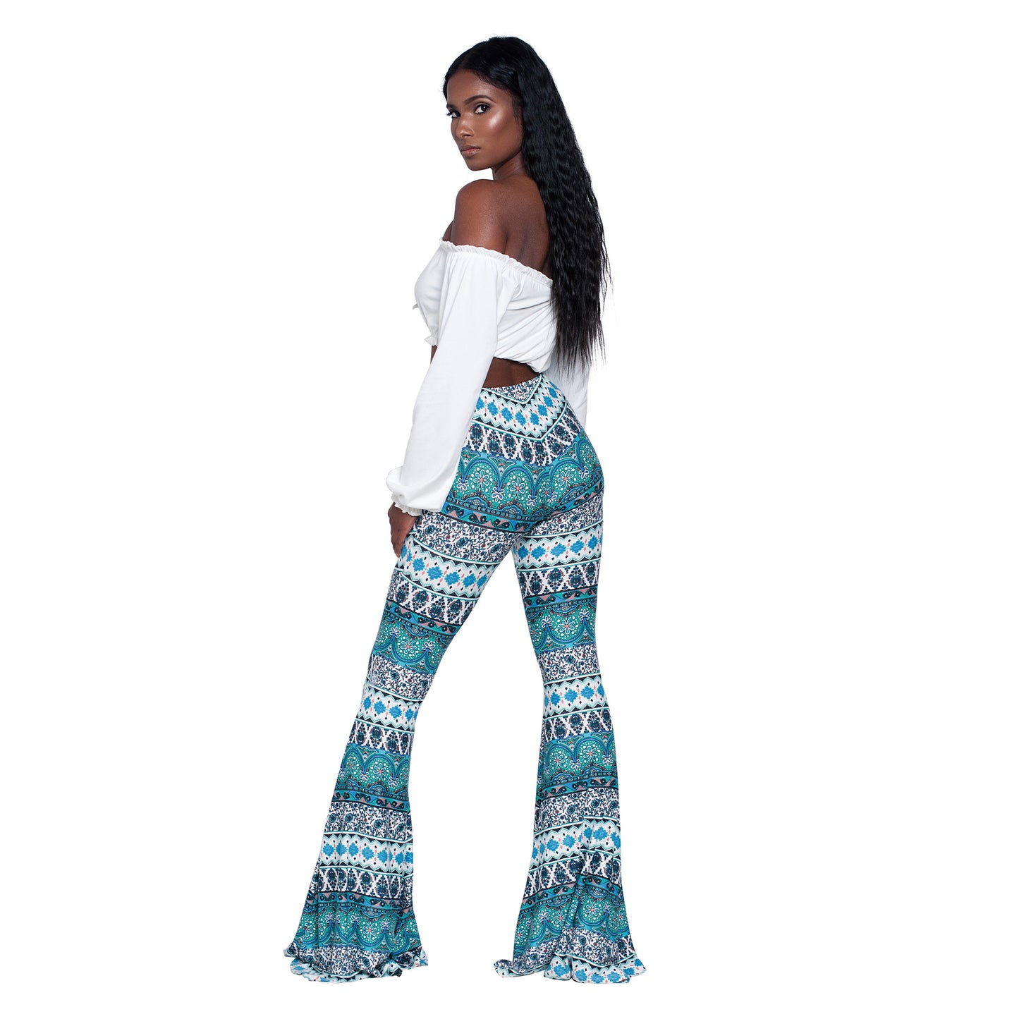 Damen Bootcut-Hose mit Musterprint von Effect Source