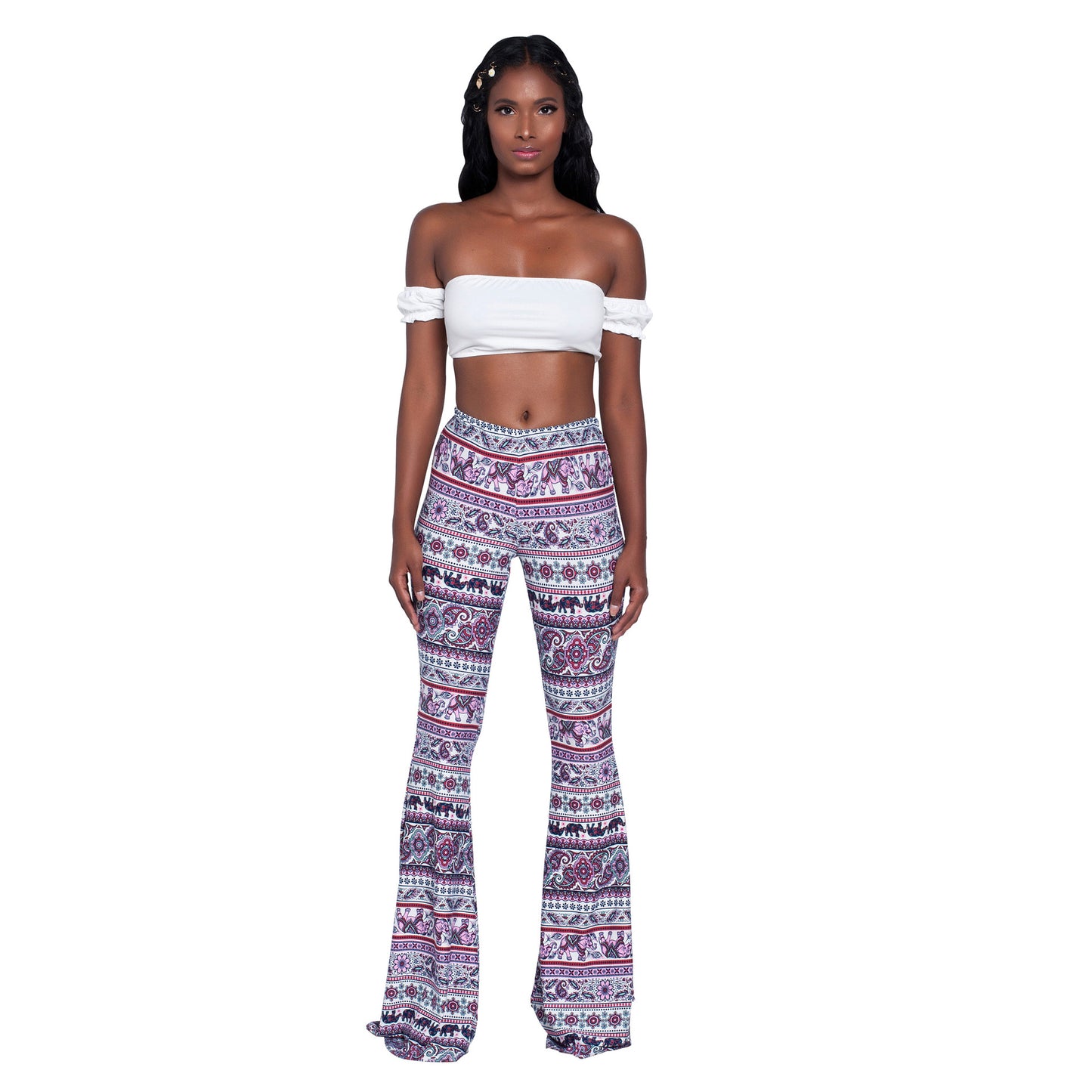 Damen Bootcut-Hose mit Musterprint von Effect Source