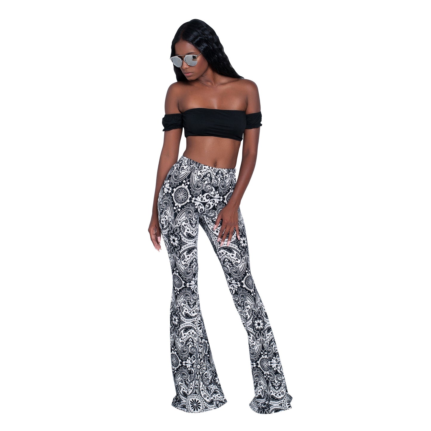 Damen Bootcut-Hose mit Musterprint von Effect Source