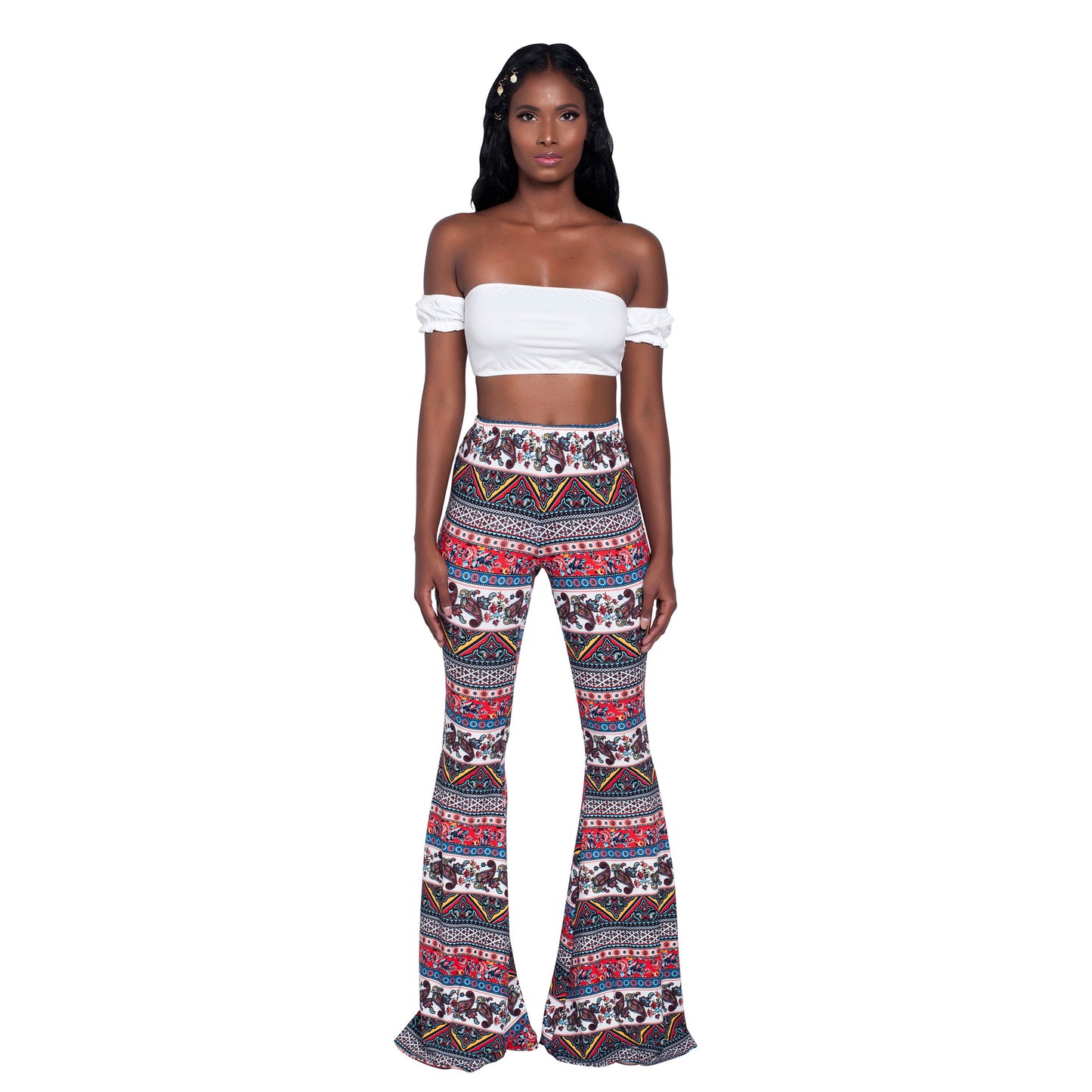 Damen Bootcut-Hose mit Musterprint von Effect Source