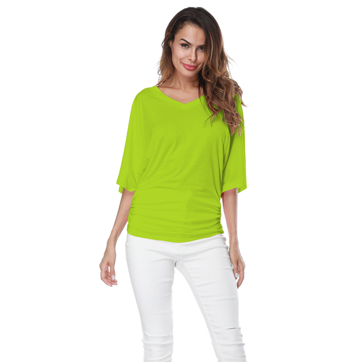 Locker sitzende Bluse mit Fledermausärmeln für Damen, modische T-Shirt-Blusen