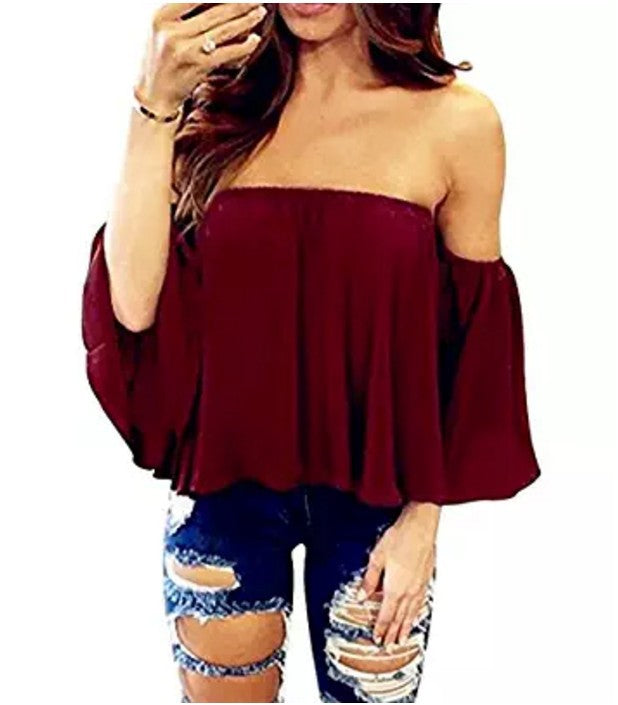 Attractive Women's Classy Popular Chiffon T-shirt Blouses