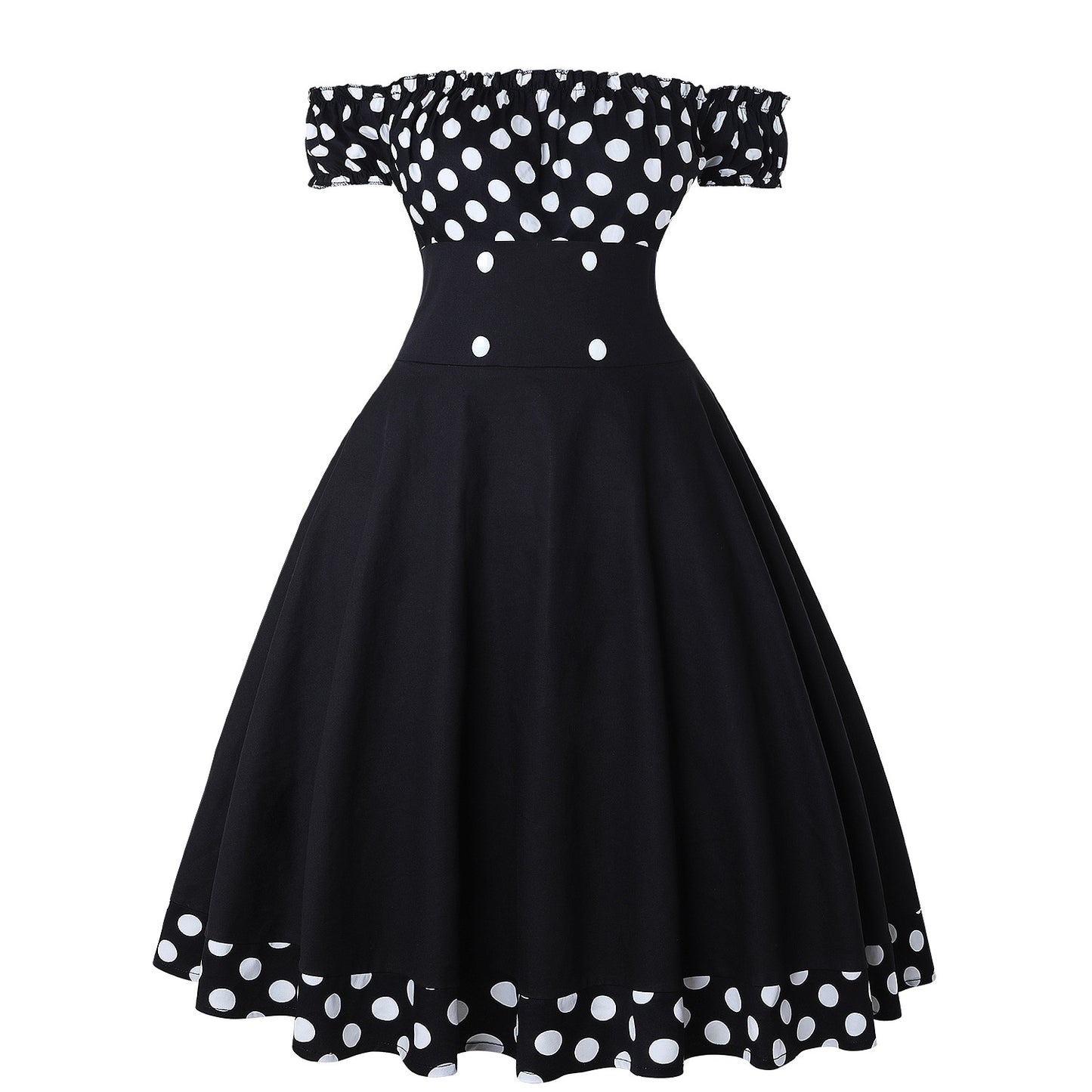 Retro-Kleider im Hepburn-Stil für Damen mit enger Taille und Polka-Muster