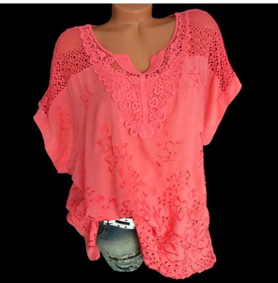 Lace Back Hollow Out T-shirt Colors Blouses