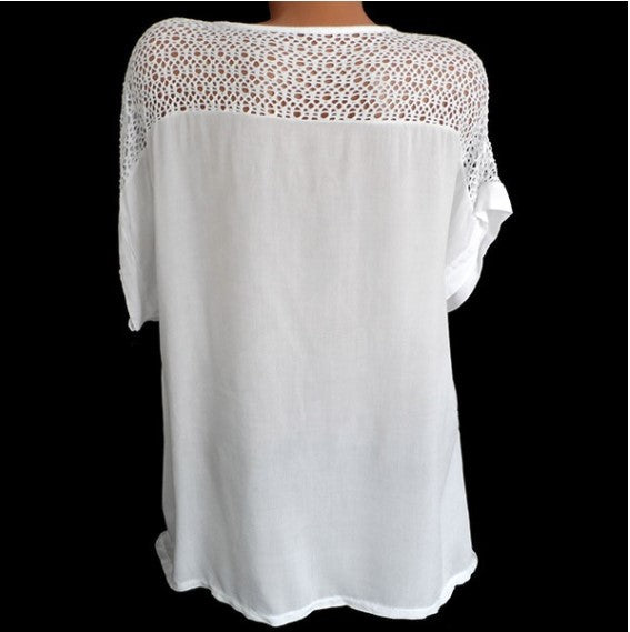 Lace Back Hollow Out T-shirt Colors Blouses