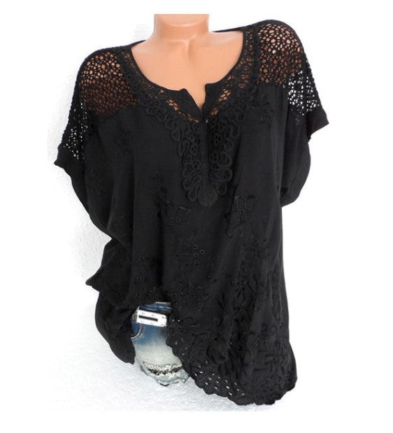 Lace Back Hollow Out T-shirt Colors Blouses